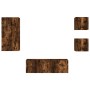 Wall TV cabinets with LED lights 4 pieces smoked oak by , TV Furniture - Ref: Foro24-3216885, Price: 161,33 €, Discount: %