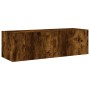 Wall TV cabinets with LED lights 4 pieces smoked oak by , TV Furniture - Ref: Foro24-3216885, Price: 161,33 €, Discount: %