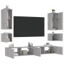 Wall TV Cabinets with LED Lights 6 Pieces Sonoma Gray by , TV Furniture - Ref: Foro24-3216893, Price: 270,92 €, Discount: %