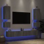 Wall TV Cabinets with LED Lights 6 Pieces Sonoma Gray by , TV Furniture - Ref: Foro24-3216893, Price: 270,92 €, Discount: %