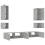 Wall TV cabinets with LED lights 6 pieces concrete gray by , TV Furniture - Ref: Foro24-3216891, Price: 262,46 €, Discount: %