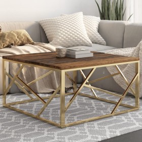 Gold Stainless Steel and Solid Wood Coffee Table by , Coffee table - Ref: Foro24-349950, Price: 197,99 €, Discount: %