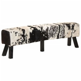 Black and white genuine goat leather bench 160x28x50 cm by , Benches for halls and storage - Ref: Foro24-355848, Price: 268,1...