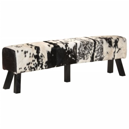 Black and white genuine goat leather bench 160x28x50 cm by , Benches for halls and storage - Ref: Foro24-355848, Price: 268,1...