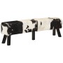 Black and white genuine goat leather bench 160x28x50 cm by , Benches for halls and storage - Ref: Foro24-355848, Price: 268,1...