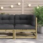 Eckgartensofa mit Kissen aus imprägniertem Kiefernholz von , Modulare Sofas für den Außenbereich - Ref: Foro24-838068, Preis:...