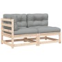 2-Sitzer-Gartensofa mit Kissen aus massivem Kiefernholz von , Modulare Sofas für den Außenbereich - Ref: Foro24-838118, Preis...