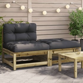 Garden sofa without armrests with cushions and footrest by , Modular outdoor sofas - Ref: Foro24-838132, Price: 126,99 €, Dis...