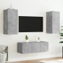 Muebles TV pared con LED 4 pzas madera ingeniería gris hormigón de , Muebles TV - Ref: Foro24-3216807, Precio: 174,17 €, Desc...