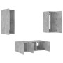 TV wall furniture with LED 4 pieces concrete gray engineered wood by , TV Furniture - Ref: Foro24-3216807, Price: 174,37 €, D...