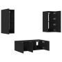 Wall TV cabinets with LED 4 pieces black engineered wood by , TV Furniture - Ref: Foro24-3216805, Price: 164,26 €, Discount: %