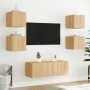 Muebles TV pared con LED 6 pzas madera ingeniería roble Sonoma de , Muebles TV - Ref: Foro24-3216813, Precio: 174,55 €, Descu...