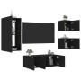 Wall TV cabinets with LED 5 pieces black engineered wood by , TV Furniture - Ref: Foro24-3216826, Price: 190,35 €, Discount: %