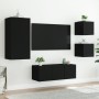 Wall TV cabinets with LED 5 pieces black engineered wood by , TV Furniture - Ref: Foro24-3216826, Price: 190,35 €, Discount: %