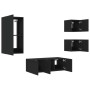 Wall TV cabinets with LED 5 pieces black engineered wood by , TV Furniture - Ref: Foro24-3216826, Price: 190,35 €, Discount: %