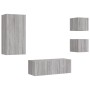 Muebles TV pared con LED 5 pzas madera ingeniería gris Sonoma de , Muebles TV - Ref: Foro24-3216830, Precio: 189,75 €, Descue...