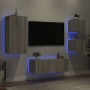 Muebles TV pared con LED 5 pzas madera ingeniería gris Sonoma de , Muebles TV - Ref: Foro24-3216830, Precio: 189,75 €, Descue...