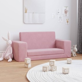 Sofá cama para niños de 2 plazas felpa suave rosa de , Mobiliario para bebés y niños pequeños - Ref: Foro24-357033, Precio: 6...