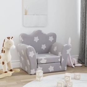 Hellgraues Kinderschlafsofa aus weichem Plüsch mit Sternen von , Baby- und Kleinkindmöbel - Ref: Foro24-357052, Preis: 37,99 ...