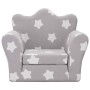 Sofá cama de niños felpa suave gris claro con estrellas de , Mobiliario para bebés y niños pequeños - Ref: Foro24-357052, Pre...