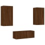 TV wall furniture with LED 4 pieces oak brown engineered wood by , TV Furniture - Ref: Foro24-3216824, Price: 187,84 €, Disco...