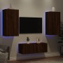 TV wall furniture with LED 4 pieces oak brown engineered wood by , TV Furniture - Ref: Foro24-3216824, Price: 187,84 €, Disco...