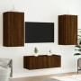 TV wall furniture with LED 4 pieces oak brown engineered wood by , TV Furniture - Ref: Foro24-3216824, Price: 187,84 €, Disco...