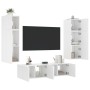 Wall TV cabinets with LED 6 pieces white engineered wood by , TV Furniture - Ref: Foro24-3216832, Price: 233,83 €, Discount: %