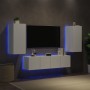 Muebles de TV de pared con LED 4 pzas madera ingeniería blanco de , Muebles TV - Ref: Foro24-3216839, Precio: 174,99 €, Descu...