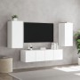 Muebles de TV de pared con LED 4 pzas madera ingeniería blanco de , Muebles TV - Ref: Foro24-3216839, Precio: 174,99 €, Descu...