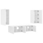 Muebles de TV de pared con LED 4 pzas madera ingeniería blanco de , Muebles TV - Ref: Foro24-3216839, Precio: 174,99 €, Descu...