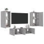 Muebles TV pared con LED 4 pzas madera ingeniería gris Sonoma de , Muebles TV - Ref: Foro24-3216851, Precio: 196,96 €, Descue...