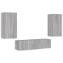 Muebles TV pared con LED 4 pzas madera ingeniería gris Sonoma de , Muebles TV - Ref: Foro24-3216851, Precio: 196,96 €, Descue...