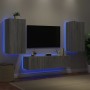 Muebles TV pared con LED 4 pzas madera ingeniería gris Sonoma de , Muebles TV - Ref: Foro24-3216851, Precio: 196,96 €, Descue...