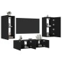 Muebles de TV de pared con LED 4 pzas madera ingeniería negro de , Muebles TV - Ref: Foro24-3216847, Precio: 200,57 €, Descue...