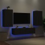 Muebles de TV de pared con LED 4 pzas madera ingeniería negro de , Muebles TV - Ref: Foro24-3216847, Precio: 200,57 €, Descue...