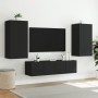 Wall TV cabinets with LED 4 pieces black engineered wood by , TV Furniture - Ref: Foro24-3216847, Price: 200,57 €, Discount: %