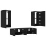 Wall TV cabinets with LED 4 pieces black engineered wood by , TV Furniture - Ref: Foro24-3216847, Price: 200,57 €, Discount: %