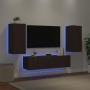 TV wall furniture with LED 4 pieces oak brown engineered wood by , TV Furniture - Ref: Foro24-3216845, Price: 173,86 €, Disco...