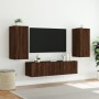 TV wall furniture with LED 4 pieces oak brown engineered wood by , TV Furniture - Ref: Foro24-3216845, Price: 173,86 €, Disco...