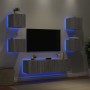 TV wall furniture with LED 6 pieces engineered wood gray Sonoma by , TV Furniture - Ref: Foro24-3216858, Price: 190,30 €, Dis...