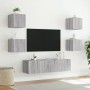 TV wall furniture with LED 6 pieces engineered wood gray Sonoma by , TV Furniture - Ref: Foro24-3216858, Price: 190,30 €, Dis...