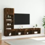 TV wall furniture with LED 4 pieces engineered wood smoked oak by , TV Furniture - Ref: Foro24-3216644, Price: 150,23 €, Disc...