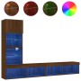 Muebles TV pared con LED 4 pzas madera ingeniería marrón roble de , Muebles TV - Ref: Foro24-3216646, Precio: 153,99 €, Descu...