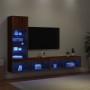 Muebles TV pared con LED 4 pzas madera ingeniería marrón roble de , Muebles TV - Ref: Foro24-3216646, Precio: 156,07 €, Descu...