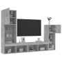 TV wall furniture with LED 4 pieces concrete gray engineered wood by , TV Furniture - Ref: Foro24-3216650, Price: 189,98 €, D...