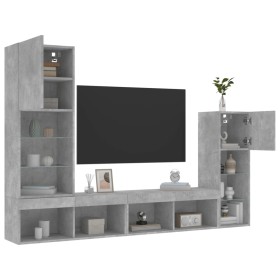 Muebles TV pared con LED 4 pzas madera ingeniería gris hormigón de , Muebles TV - Ref: Foro24-3216650, Precio: 188,99 €, Desc...