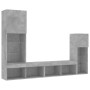 Muebles TV pared con LED 4 pzas madera ingeniería gris hormigón de , Muebles TV - Ref: Foro24-3216650, Precio: 189,98 €, Desc...