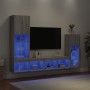 Muebles TV pared con LED 4 pzas madera ingeniería gris Sonoma de , Muebles TV - Ref: Foro24-3216652, Precio: 184,16 €, Descue...