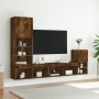 TV wall furniture with LED 4 pieces engineered wood smoked oak by , TV Furniture - Ref: Foro24-3216665, Price: 171,99 €, Disc...